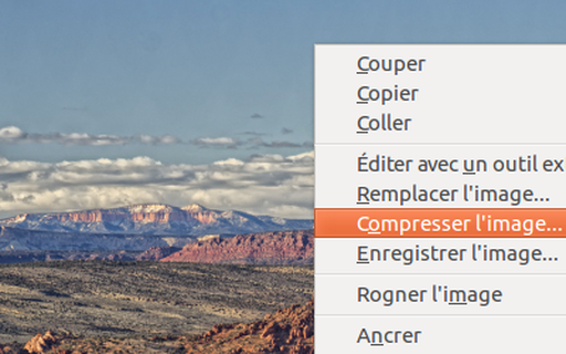 une image avec un menu de compression