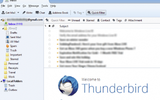 capture d'écran de thunderbird
